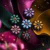 Colorful flower decorative buttons, fashionable clothing accessories, available in multiple colors and hand-stitched Specification image
